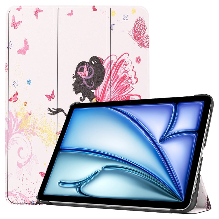 For iPad Air 11 2024 Custer Painted 3-Fold Holder Smart Leather Tablet Case(Elf Girl) - iPad Air 11 2024 Cases by buy2fix | Online Shopping UK | buy2fix