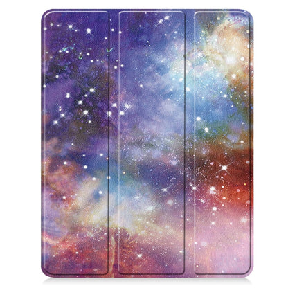 For iPad Air 13 2024 Custer Painted 3-Fold Holder Smart Leather Tablet Case with Pen Tray(Milky Way Nebula) - iPad Air 13 2024 Cases by buy2fix | Online Shopping UK | buy2fix