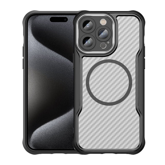 For iPhone 15 Pro Max Carbon Fiber Texture MagSafe Translucent Phone Case(Black) - iPhone 15 Pro Max Cases by buy2fix | Online Shopping UK | buy2fix