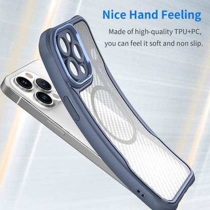 For iPhone 11 Carbon Fiber Texture MagSafe Translucent Phone Case(Blue) - iPhone 11 Cases by buy2fix | Online Shopping UK | buy2fix