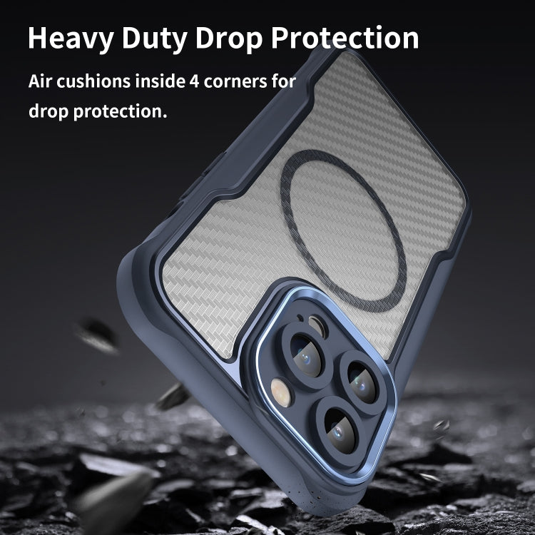 For iPhone 11 Pro Carbon Fiber Texture MagSafe Translucent Phone Case(Blue) - iPhone 11 Pro Cases by buy2fix | Online Shopping UK | buy2fix