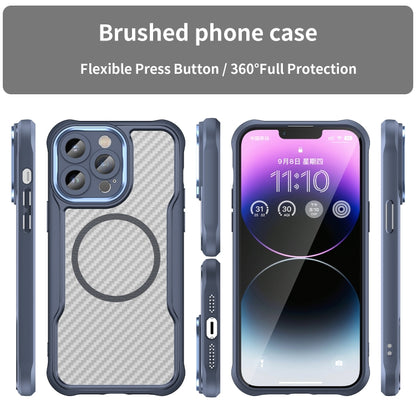 For iPhone 12 Pro Carbon Fiber Texture MagSafe Translucent Phone Case(Blue) - iPhone 12 / 12 Pro Cases by buy2fix | Online Shopping UK | buy2fix