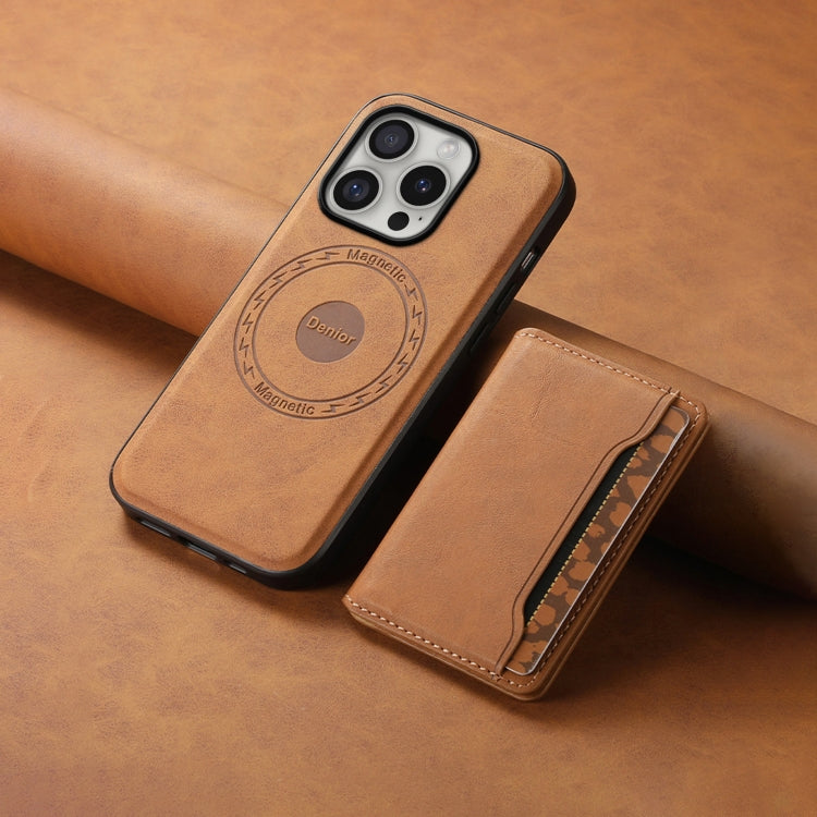 For iPhone 16 Pro Max Denior D13 Retro Texture Leather MagSafe Card Bag Phone Case(Brown) - iPhone 16 Pro Max Cases by Denior | Online Shopping UK | buy2fix