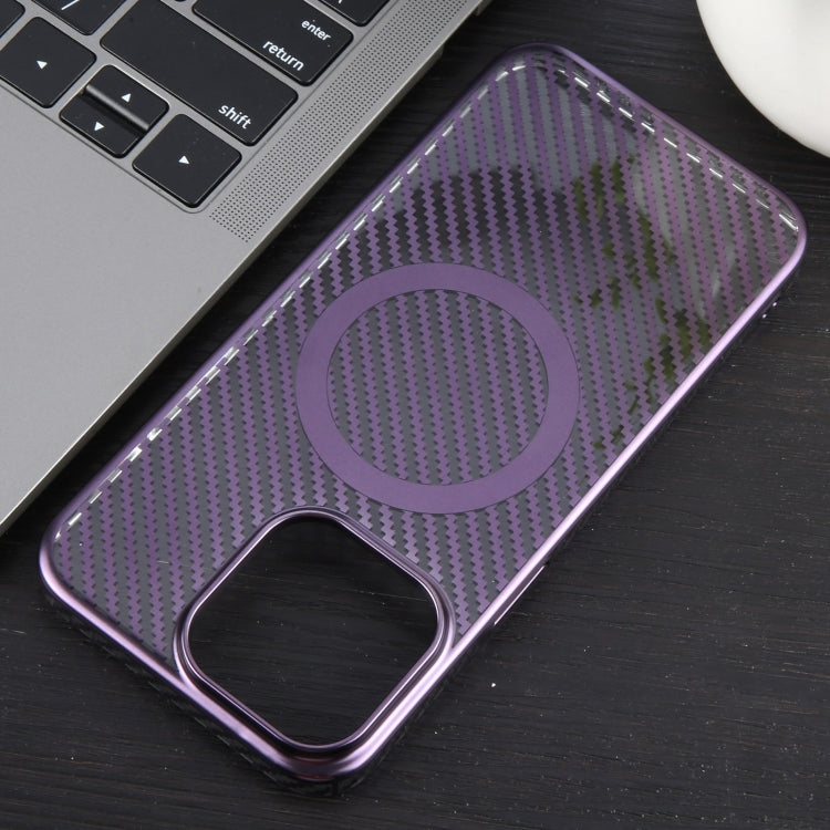 For iPhone 15 Plus 6D Plated Carbon Fiber Clear Magsafe PC Phone Case(Aurora Purple) - iPhone 15 Plus Cases by buy2fix | Online Shopping UK | buy2fix