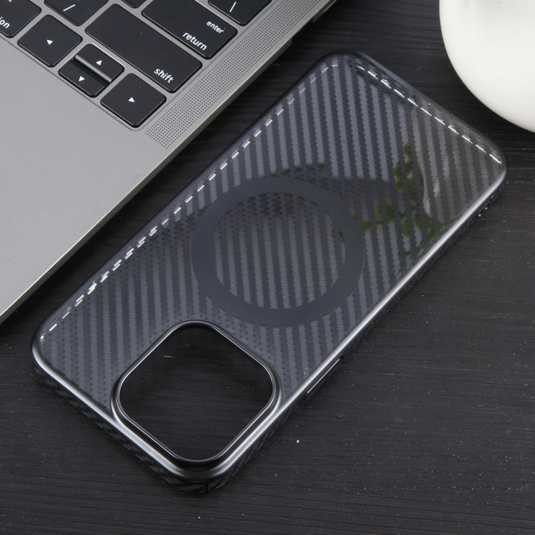 For iPhone 12 6D Plated Carbon Fiber Clear Magsafe PC Phone Case(Starry Black) - iPhone 12 / 12 Pro Cases by buy2fix | Online Shopping UK | buy2fix