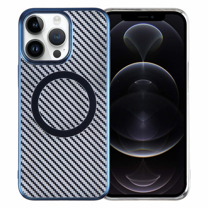 For iPhone 12 Pro 6D Plated Carbon Fiber Clear Magsafe PC Phone Case(Dream Blue) - iPhone 12 / 12 Pro Cases by buy2fix | Online Shopping UK | buy2fix