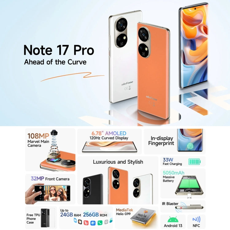 [HK Warehouse] Ulefone Note 17 Pro, 12GB+256GB, Screen Fingerprint, 6.78 inch Android 13 MediaTek Helio G99 MTK6789 Octa Core, NFC, Network: 4G(Pearl White) - Ulefone by Ulefone | Online Shopping UK | buy2fix