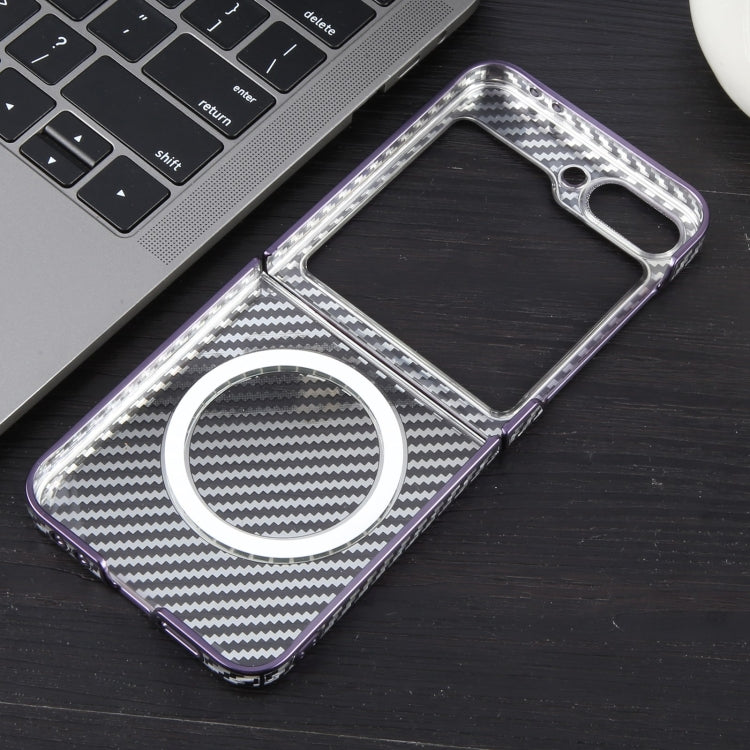 For Samsung Galaxy Z Flip6 6D Plated Carbon Fiber Clear Magsafe PC Phone Case(Aurora Purple) - Galaxy Z Flip6 5G Cases by buy2fix | Online Shopping UK | buy2fix