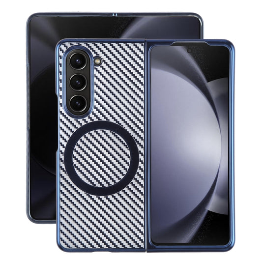 For Samsung Galaxy Z Fold5 6D Plated Carbon Fiber Clear Magsafe PC Phone Case(Dream Blue) - Galaxy Z Fold5 Cases by buy2fix | Online Shopping UK | buy2fix