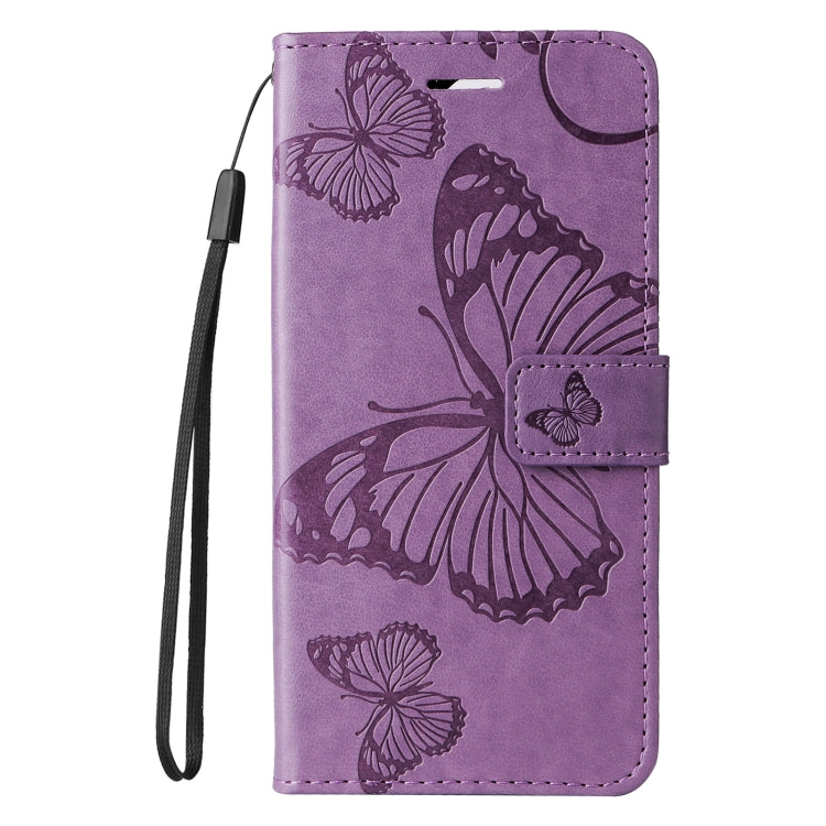 For iPhone 16 3D Butterfly Embossed Pattern Flip Leather Phone Case(Purple) - iPhone 16 Cases by buy2fix | Online Shopping UK | buy2fix