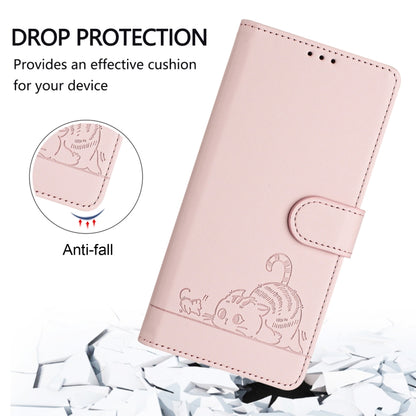 For Google Pixel 9 Pro XL Cat Rat Embossed Pattern RFID Leather Phone Case with Lanyard(Pink) - Google Cases by buy2fix | Online Shopping UK | buy2fix