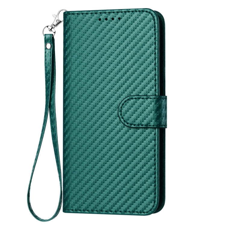 For Motorola Moto G 5G 2024 YX0070 Carbon Fiber Buckle Leather Phone Case with Lanyard(Dark Green) - Motorola Cases by buy2fix | Online Shopping UK | buy2fix