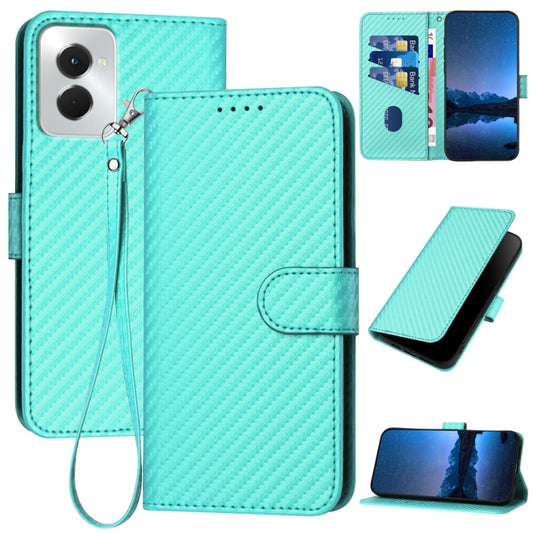 For Motorola Moto G Power 5G 2024 YX0070 Carbon Fiber Buckle Leather Phone Case with Lanyard(Light Blue) - Motorola Cases by buy2fix | Online Shopping UK | buy2fix