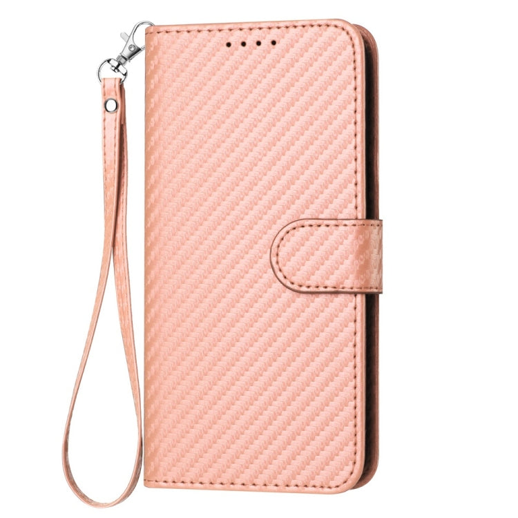 For Motorola Edge 5G 2024 YX0070 Carbon Fiber Buckle Leather Phone Case with Lanyard(Pink) - Motorola Cases by buy2fix | Online Shopping UK | buy2fix