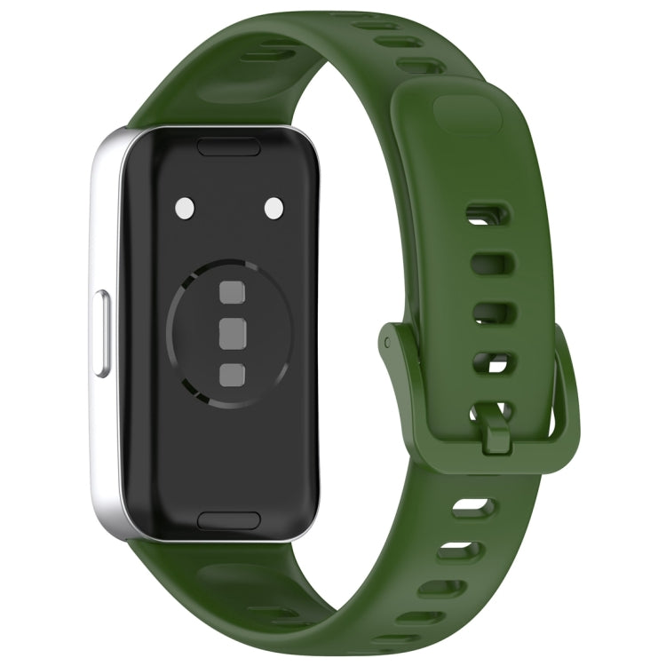 For Huawei Band 9 / 9 NFC / 8 / 8 NFC Nail Button Glossy Silicone Watch Band(Dark Green) - Watch Bands by buy2fix | Online Shopping UK | buy2fix