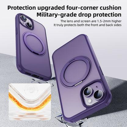 For iPhone 14 Plus MagSafe Holder PC Hybrid TPU Phone Case(Matte Purple) - iPhone 14 Plus Cases by buy2fix | Online Shopping UK | buy2fix