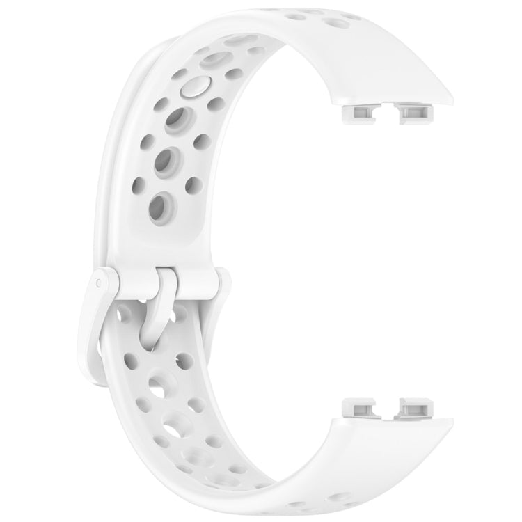 For Huawei Band 9 / 9 NFC / 8 / 8 NFC Round Hole Nail Button Silicone Watch Band(White) - Watch Bands by buy2fix | Online Shopping UK | buy2fix