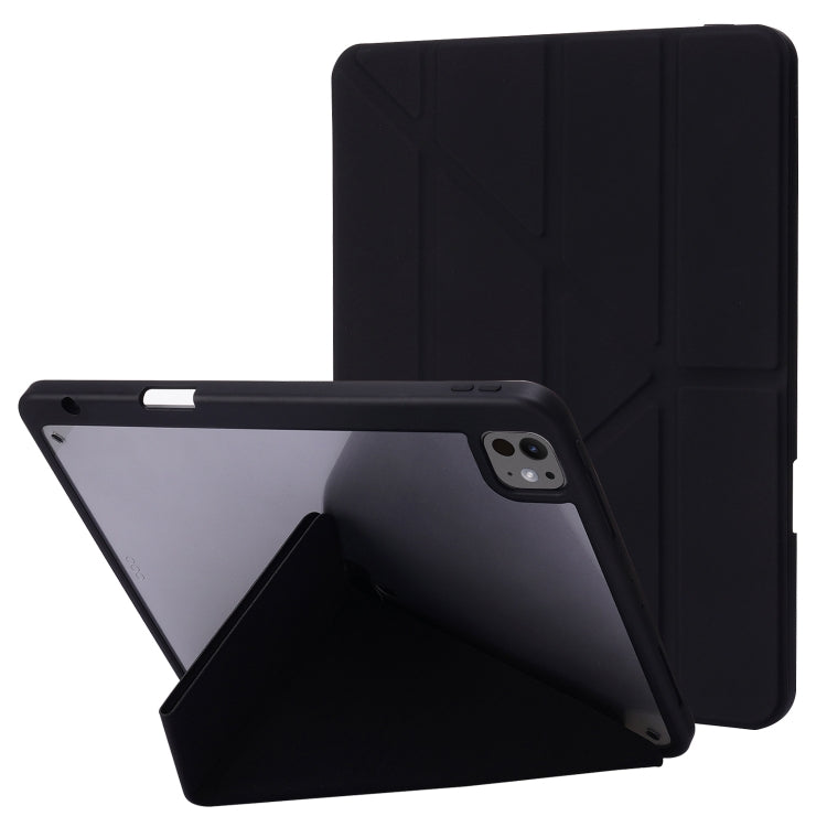 For iPad Pro 13 2024 Deformation Transparent Acrylic Leather Tablet Case(Black) - iPad Pro 13 2024 Cases by buy2fix | Online Shopping UK | buy2fix