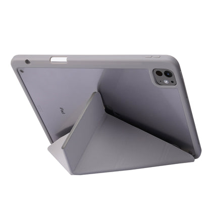 For iPad Pro 13 2024 Deformation Transparent Acrylic Leather Tablet Case(Grey) - iPad Pro 13 2024 Cases by buy2fix | Online Shopping UK | buy2fix