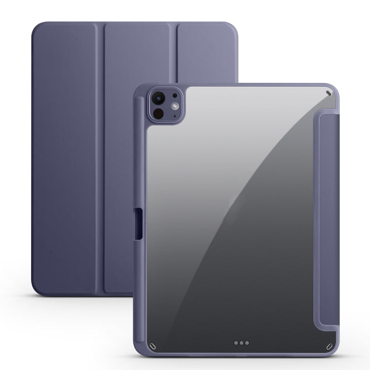 For iPad Pro 11 2024 Acrylic 3-folding Smart Leather Tablet Case(Purple) - iPad Pro 11 2024 Cases by buy2fix | Online Shopping UK | buy2fix