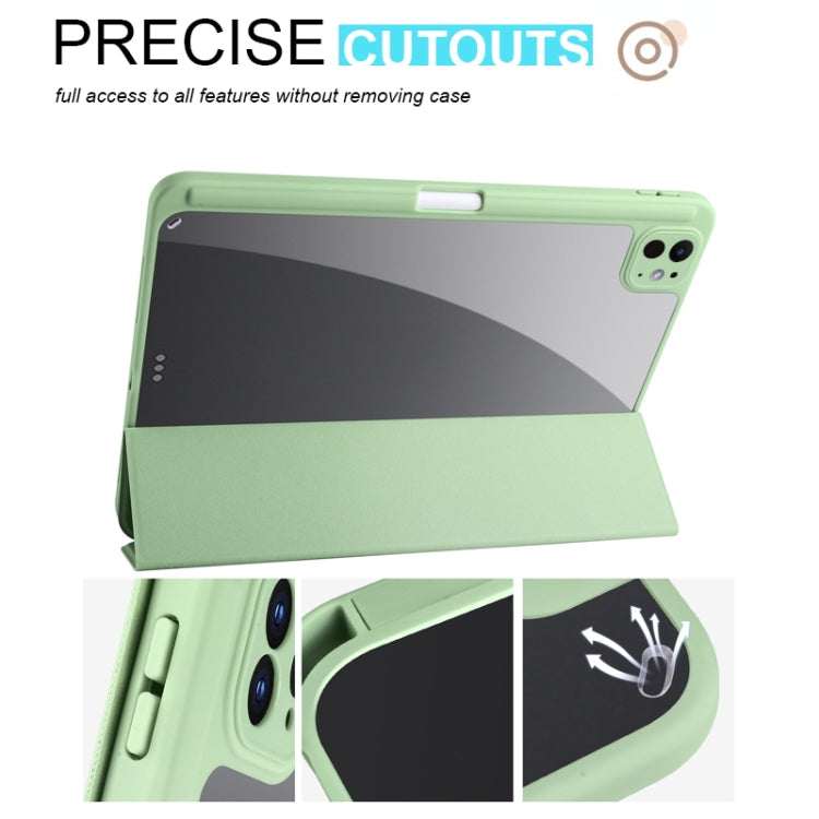 For iPad Pro 13 2024 Acrylic 3-folding Smart Leather Tablet Case(Green) - iPad Pro 13 2024 Cases by buy2fix | Online Shopping UK | buy2fix