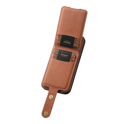 For iPhone 14 Pro Max Denior D14 NK Retro Pattern MagSafe Magnetic Card Holder Leather Phone Case(Brown) - iPhone 14 Pro Max Cases by Denior | Online Shopping UK | buy2fix