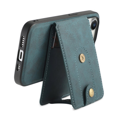 For iPhone 14 Pro Max Denior D14 NK Retro Pattern MagSafe Magnetic Card Holder Leather Phone Case(Blue) - iPhone 14 Pro Max Cases by Denior | Online Shopping UK | buy2fix
