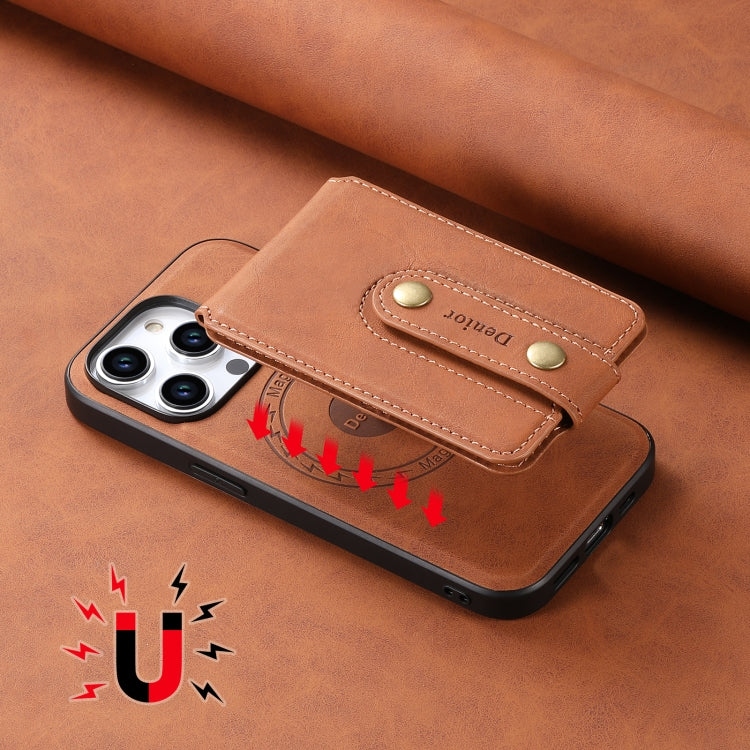 For iPhone 12 Pro Max Denior D14 NK Retro Pattern MagSafe Magnetic Card Holder Leather Phone Case(Brown) - iPhone 12 Pro Max Cases by Denior | Online Shopping UK | buy2fix