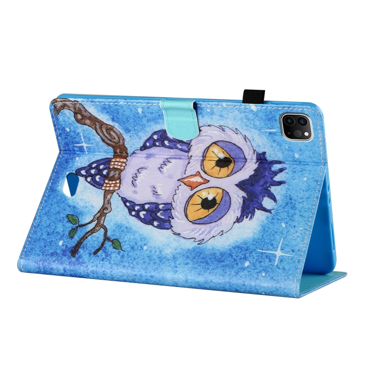 For iPad Pro 11 2024 Coloured Drawing Stitching Smart Leather Tablet Case(Blue Owl) - iPad Pro 11 2024 Cases by buy2fix | Online Shopping UK | buy2fix