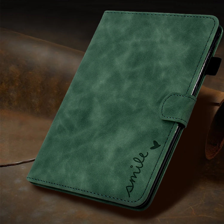 For iPad Pro 11 2024 Embossed Smile Smart Leather Tablet Case(Green) - iPad Pro 11 2024 Cases by buy2fix | Online Shopping UK | buy2fix