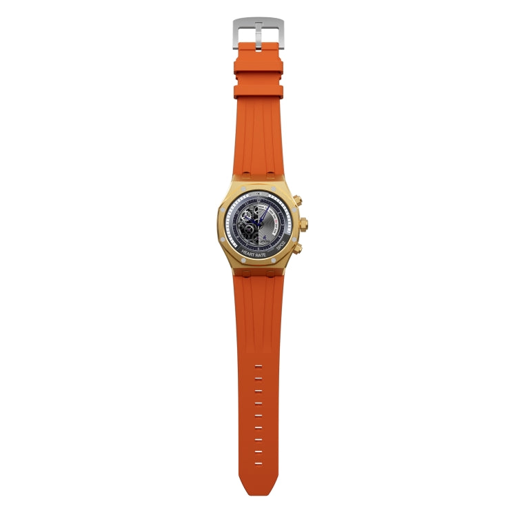 WS-18 1.43 inch IP67 Sport Smart Watch, Support Bluetooth Call / Sleep / Blood Oxygen / Heart Rate / Blood Pressure Health Monitor(Gold+Orange) - Smart Watches by buy2fix | Online Shopping UK | buy2fix