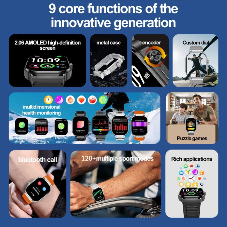 G40S 2.06 inch IP67 BT5.2 Sport Smart Watch, Support Bluetooth Call / Sleep / Blood Oxygen / Heart Rate / Blood Pressure Health Monitor(Silver) - Smart Watches by buy2fix | Online Shopping UK | buy2fix