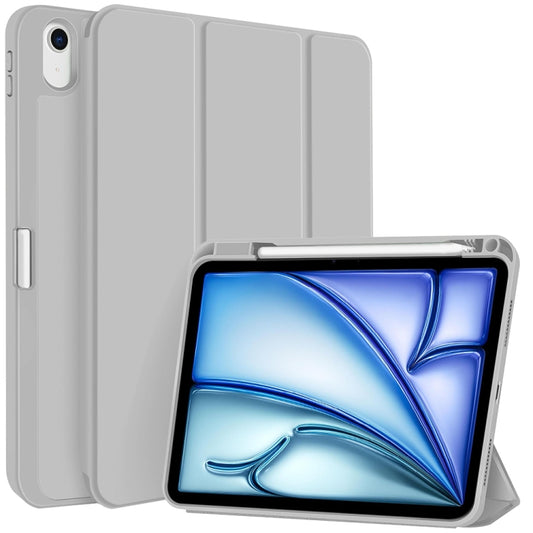 For iPad Air 11 2024 3-fold TPU Smart Leather Tablet Case with Pen Slot(Grey) - iPad Air 11 2024 Cases by buy2fix | Online Shopping UK | buy2fix