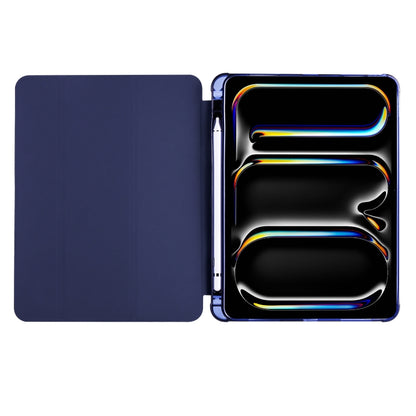 For iPad Pro 13 2024 3-fold TPU Leather Smart Tablet Case with Pen Slot(Dark Blue) - iPad Pro 13 2024 Cases by buy2fix | Online Shopping UK | buy2fix