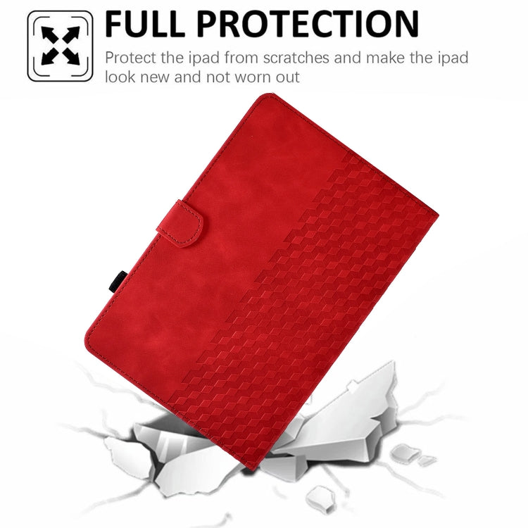 For iPad Pro 11 2024 Rhombus Embossed Leather Tablet Case(Red) - iPad Pro 11 2024 Cases by buy2fix | Online Shopping UK | buy2fix