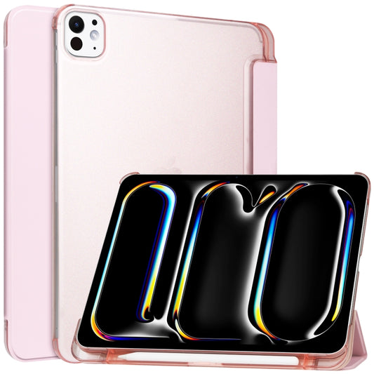 For iPad Pro 11 2024 3-fold Semi-transparent Frosted Smart Leather Tablet Case(Rose Gold) - iPad Pro 11 2024 Cases by buy2fix | Online Shopping UK | buy2fix