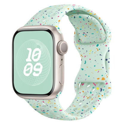 For Apple Watch Series 5 40mm Hole Style Butterfly Buckle Camouflage Silicone Watch Band(Light Mint) - Watch Bands by buy2fix | Online Shopping UK | buy2fix