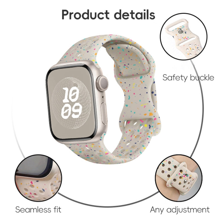 For Apple Watch SE 2023 40mm Hole Style Butterfly Buckle Camouflage Silicone Watch Band(Light Purple) - Watch Bands by buy2fix | Online Shopping UK | buy2fix