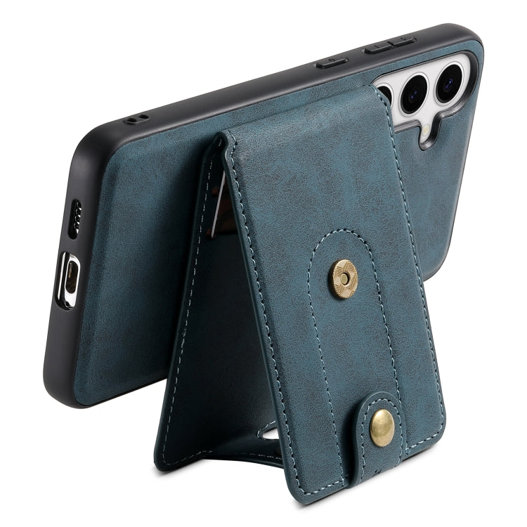 For Samsung Galaxy S24 5G Denior D14 NK Retro Pattern MagSafe Magnetic Card Holder Leather Phone Case(Blue) - Galaxy S24 5G Cases by Denior | Online Shopping UK | buy2fix