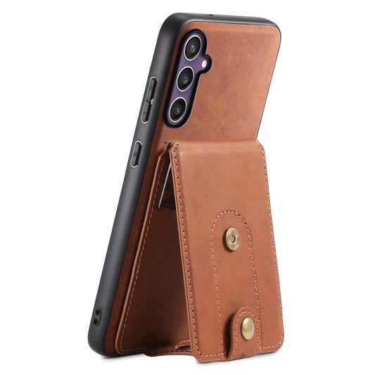 For Samsung Galaxy S23 FE 5G Denior D14 NK Retro Pattern MagSafe Magnetic Card Holder Leather Phone Case(Brown) - Galaxy S23 FE 5G Cases by Denior | Online Shopping UK | buy2fix