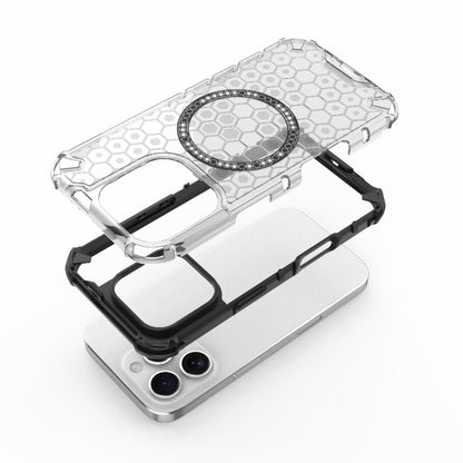 For iPhone 16 Pro Honeycomb Magnetic Ring Shockproof Phone Case(Black) - iPhone 16 Pro Cases by buy2fix | Online Shopping UK | buy2fix