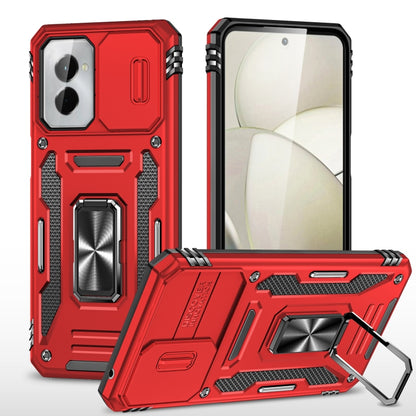 For Motorola Moto G Power 2024 Armor PC + TPU Camera Shield Phone Case(Red) - Motorola Cases by buy2fix | Online Shopping UK | buy2fix