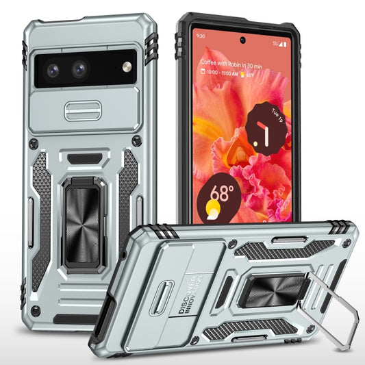 For Google Pixel 9/9 Pro Armor PC + TPU Camera Shield Phone Case(Grey) - Google Cases by buy2fix | Online Shopping UK | buy2fix