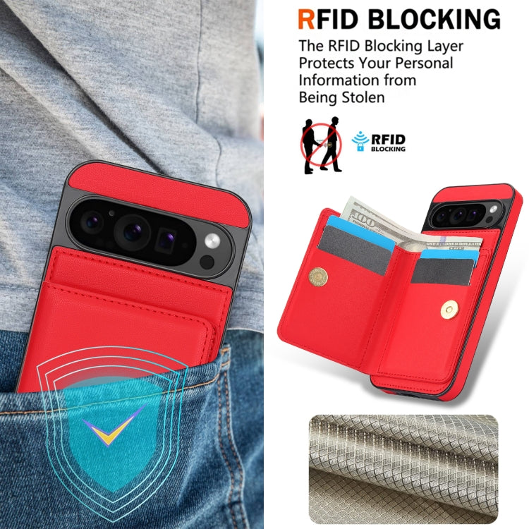 For Google Pixel 9 RFID Anti-theft Card Ring Holder Phone Case(Red) - Google Cases by buy2fix | Online Shopping UK | buy2fix