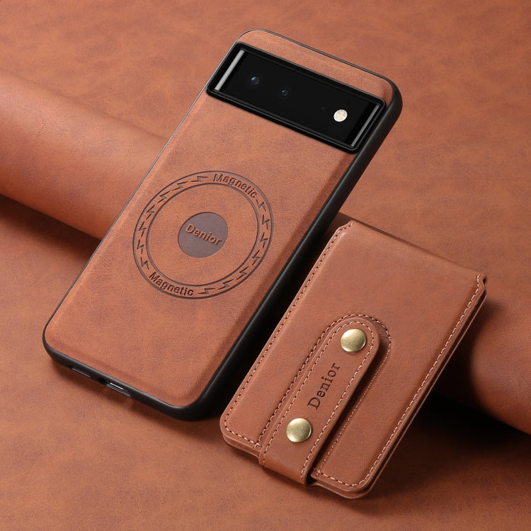 For Google Pixel 6 Denior D14 NK Retro Pattern MagSafe Magnetic Card Holder Leather Phone Case(Brown) - Google Cases by Denior | Online Shopping UK | buy2fix