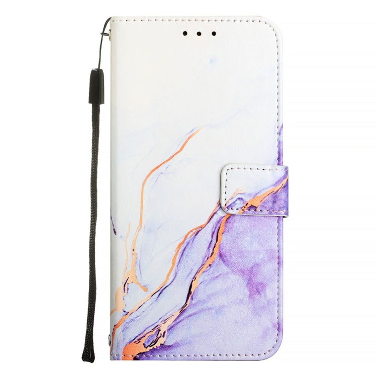 For Google Pixel 9 PT003 Marble Pattern Flip Leather Phone Case(White Purple) - Google Cases by buy2fix | Online Shopping UK | buy2fix