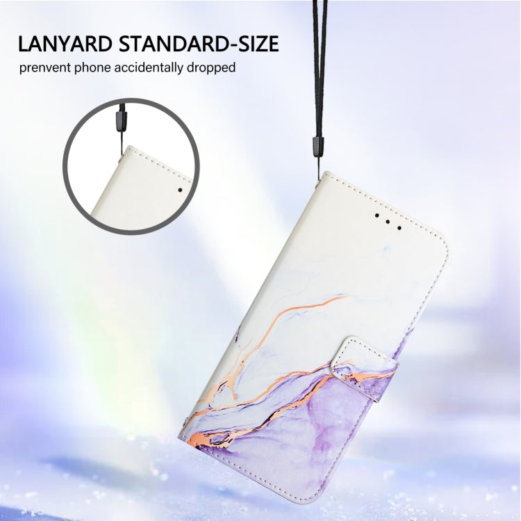 For Google Pixel 9 PT003 Marble Pattern Flip Leather Phone Case(White Purple) - Google Cases by buy2fix | Online Shopping UK | buy2fix