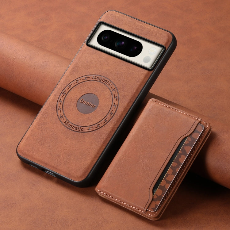 For Google Pixel 8 Pro Denior D13 Retro Texture Leather MagSafe Card Bag Phone Case(Brown) - Google Cases by Denior | Online Shopping UK | buy2fix