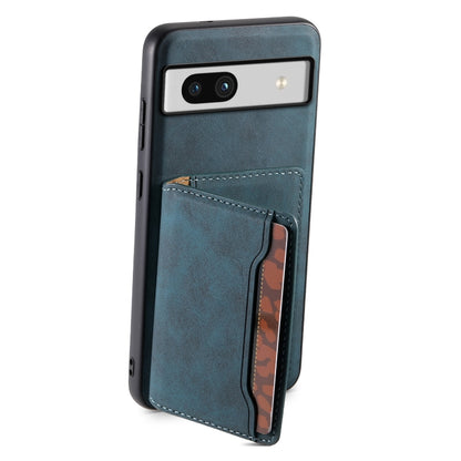 For Google Pixel 7a Denior D13 Retro Texture Leather MagSafe Card Bag Phone Case(Blue) - Google Cases by Denior | Online Shopping UK | buy2fix