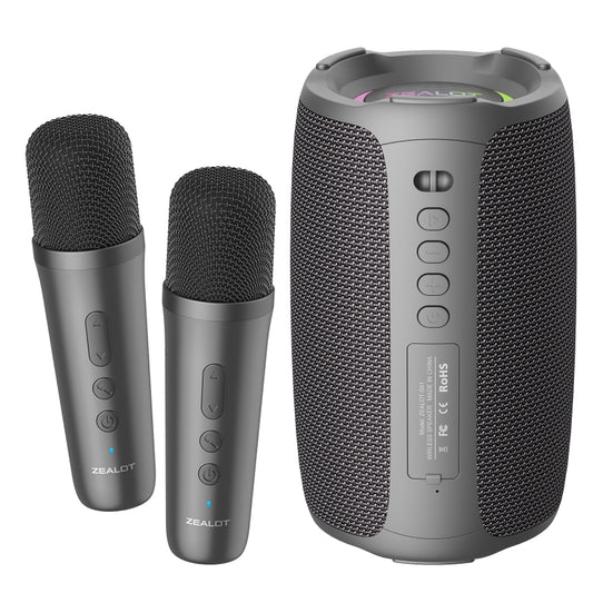 Zealot S61M RGB Rhythmic Light Karaoke Wireless Speaker, Style:Dual Mic(Black) - Desktop Speaker by ZEALOT | Online Shopping UK | buy2fix